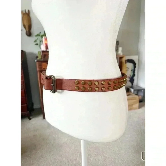Línea Pelle Vintage Leather Studded Belt Size Small - Picture 6 of 7